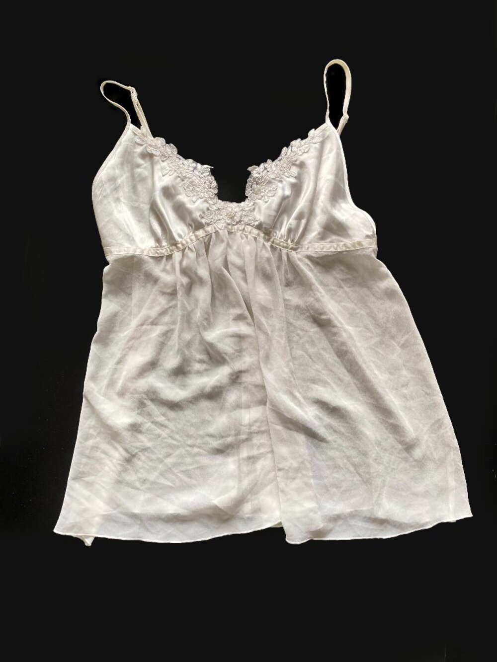 Linea Donatella Lingerie Slip Dress Lace Semi Sheer Babydoll Size S